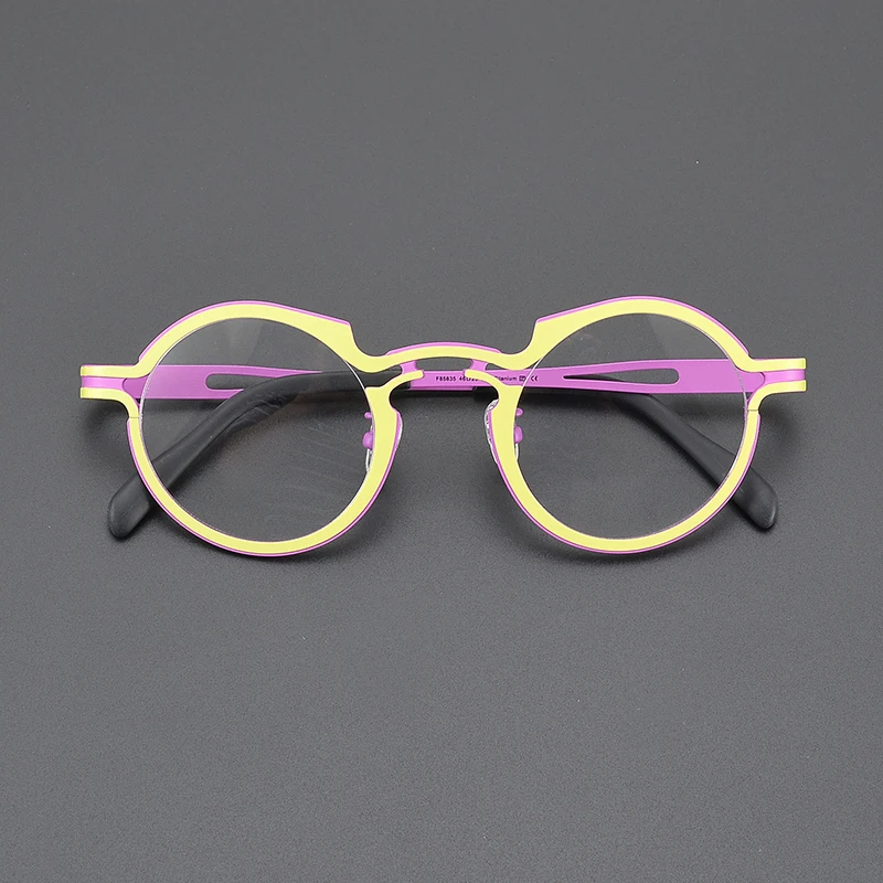 

Niche multi-color glasses frame ultra-light titanium round frame fashion literary personality designer retro prescription glasse