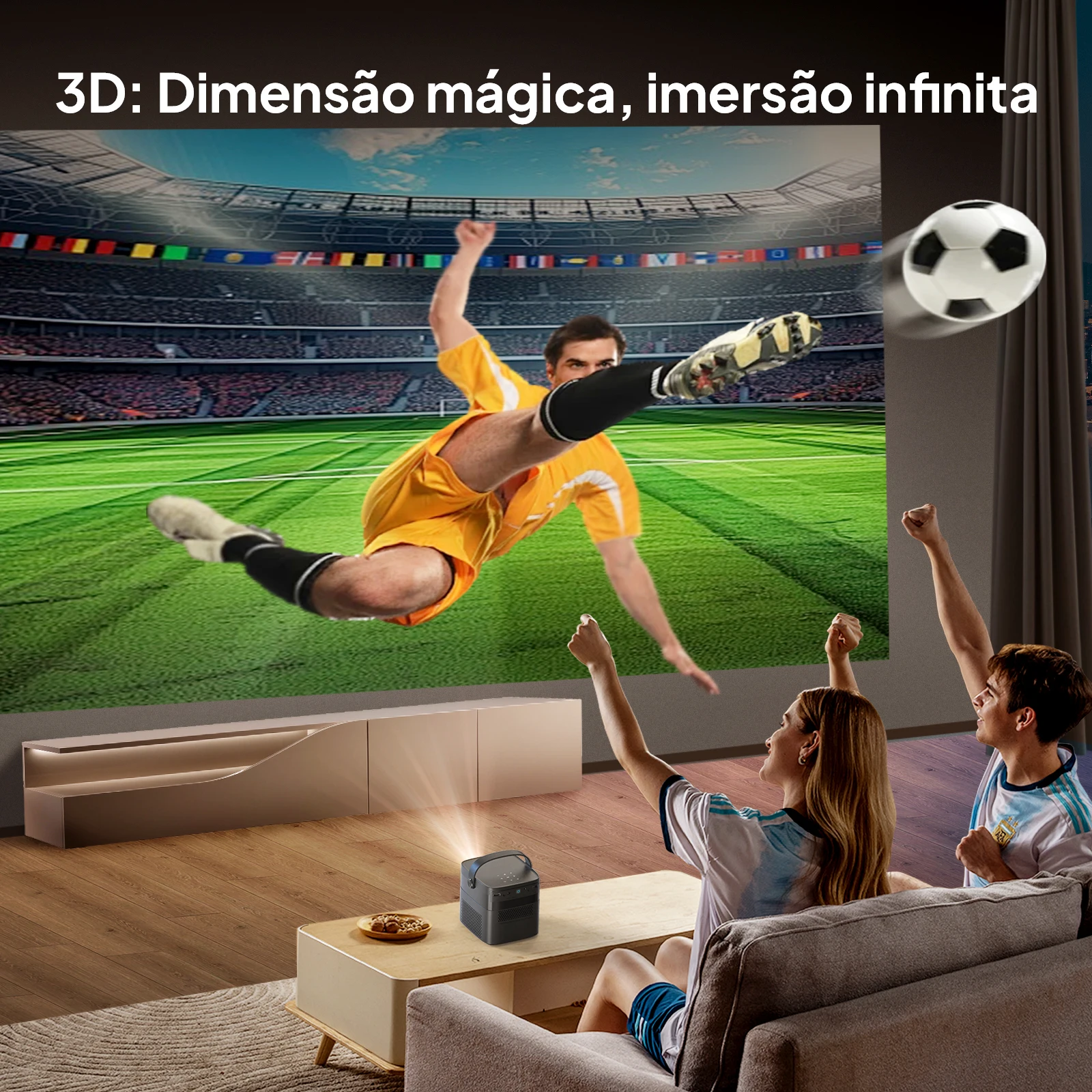 Vevshao V50 3D มินิโปรเจคเตอร์แบบพกพา 4K HD LED WiFi 1080P ภาพยนตร์ DLP โฮมเธียเตอร์โปรเจคเตอร์ 15000mAh แบตเตอรี่