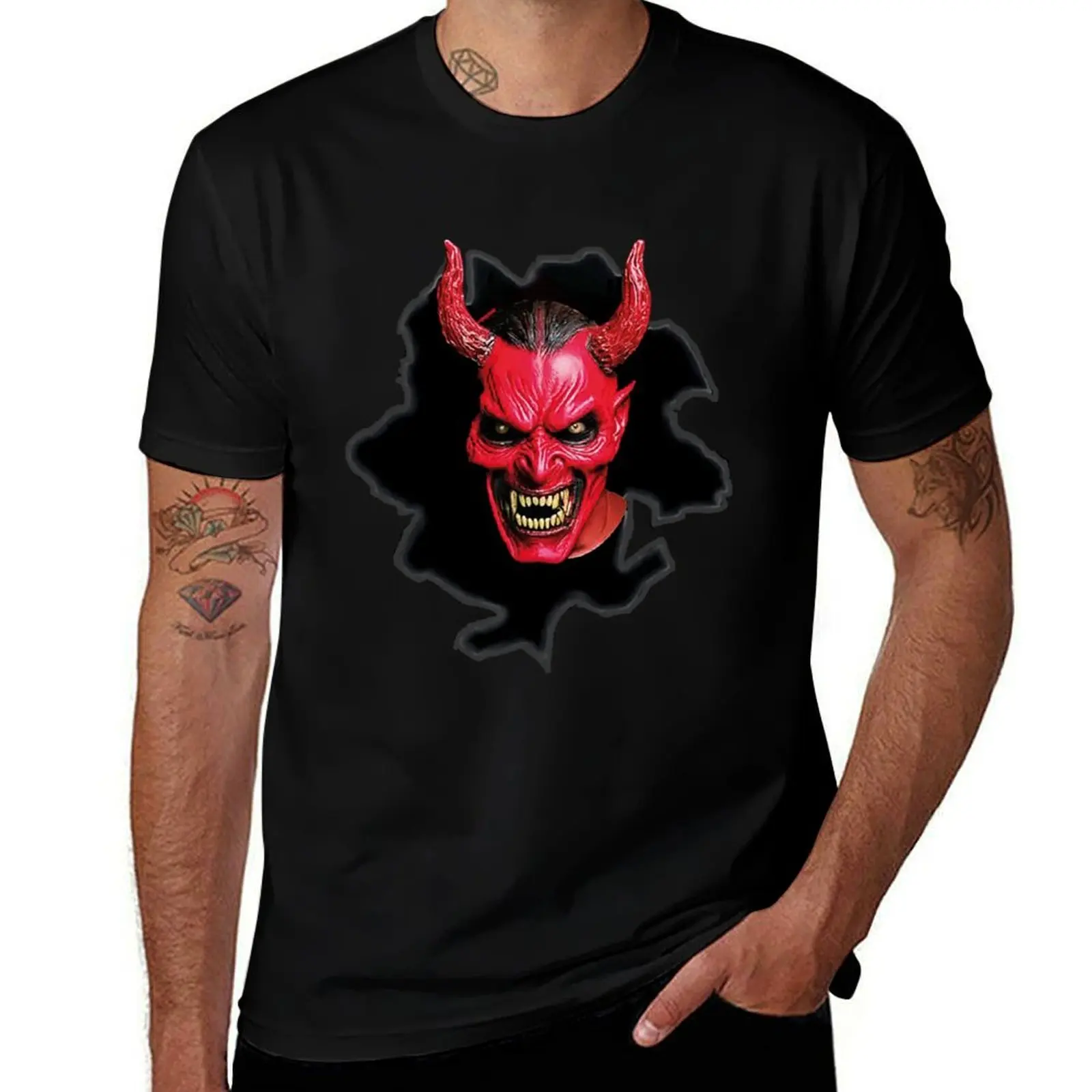 

Devil bursting through T-Shirt valentines clothes summer top animal prinfor boys workout shirts for men