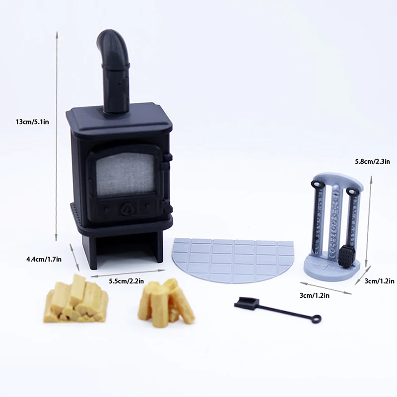 

1set 1/12 Dollhouse Mini Fireplace Stove Chimney Model Dollhouse Living Room Decoration Dolls House Furniture Accessories