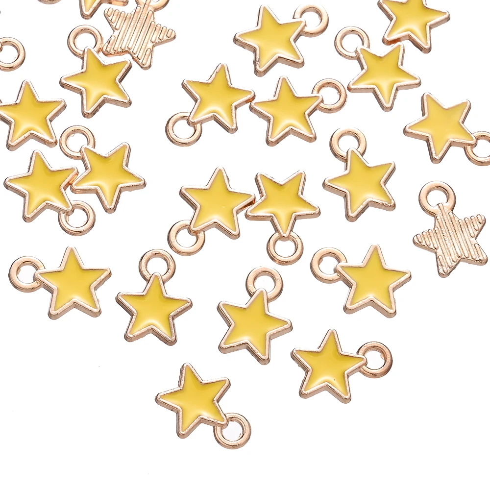 10/50pcs Multicolor Alloy Enamel Star Charms for DIY Jewellery