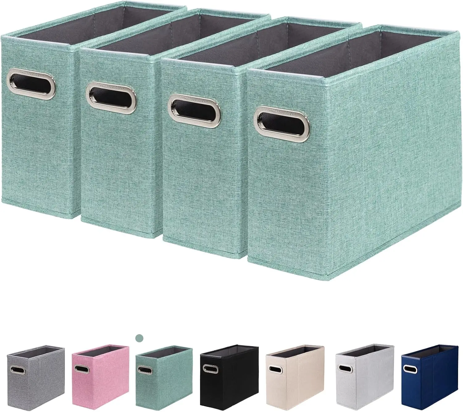 

Набор из 4-х зеленых органайзеров для документов с металлическими ручками, складные тканевые коробки для хранения бумаг формата Letter