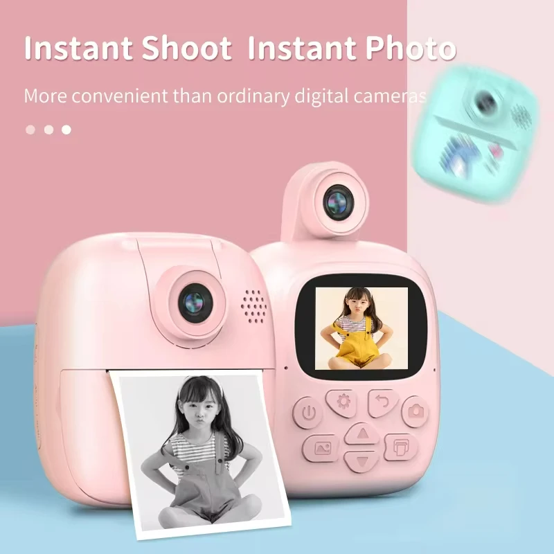 Instant Print Camera Thermal Printer Video Recorder 180° Flipped Portable Digital Dual Lens Selfie Camera Toys Birthday Gift