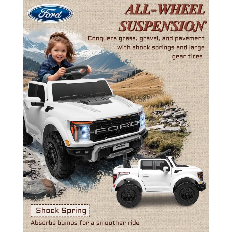 Licensed 12V Kids Ride on Truck, Ride on Toys for Toddlers with Remote Control, Electric Car for Kids with Truck Bed Storage, Sm