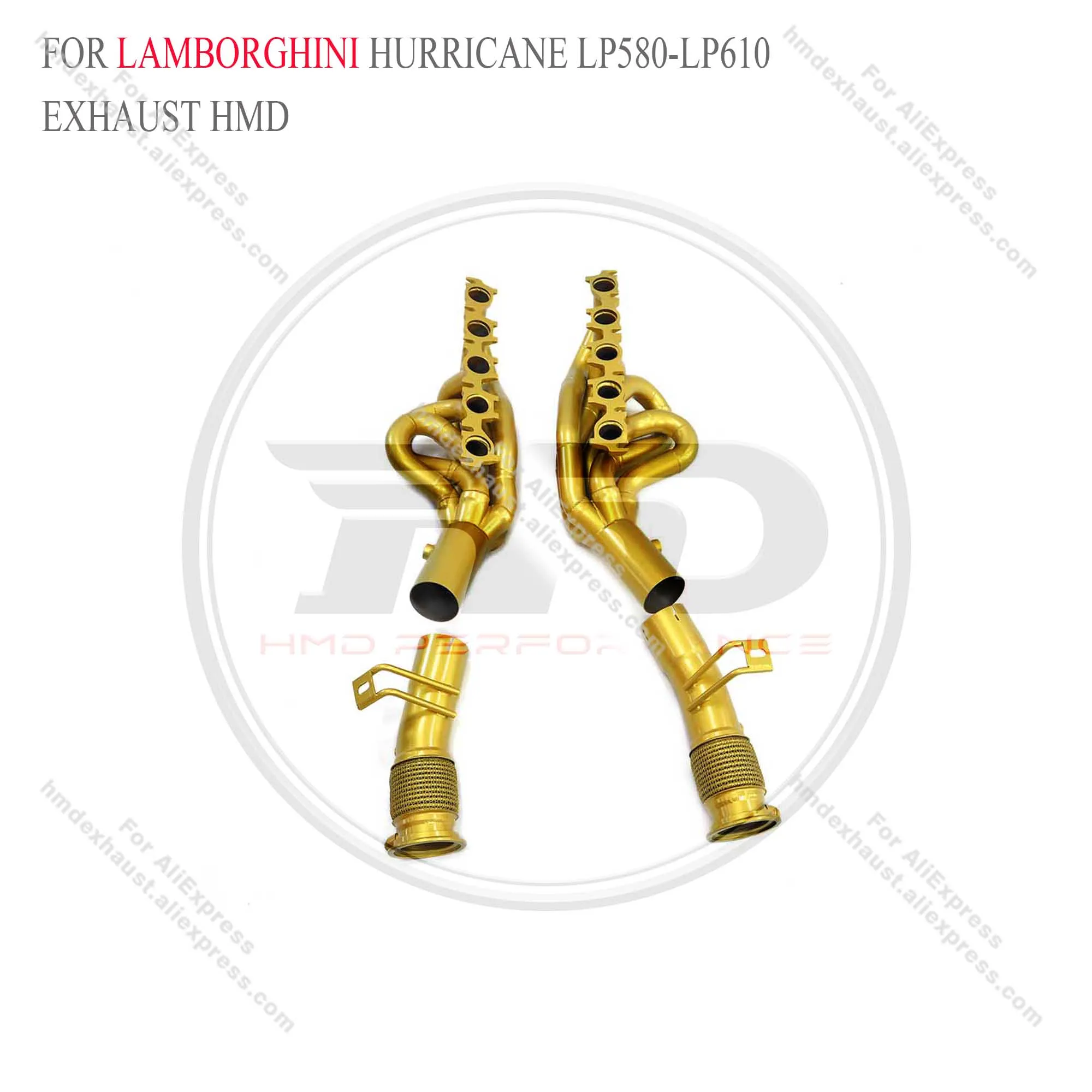 HMD Exhaust System High Flow Performance manifold for Lamborghini Hurricane LP580-LP610  ceramics heat shield gold