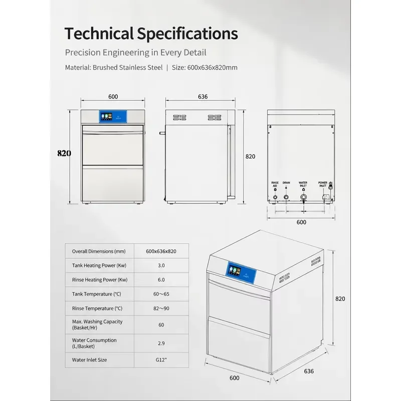 For Best Selling Small Under Counter Fully Automatic Dishwasher Freestanding Commercial Dishwasher