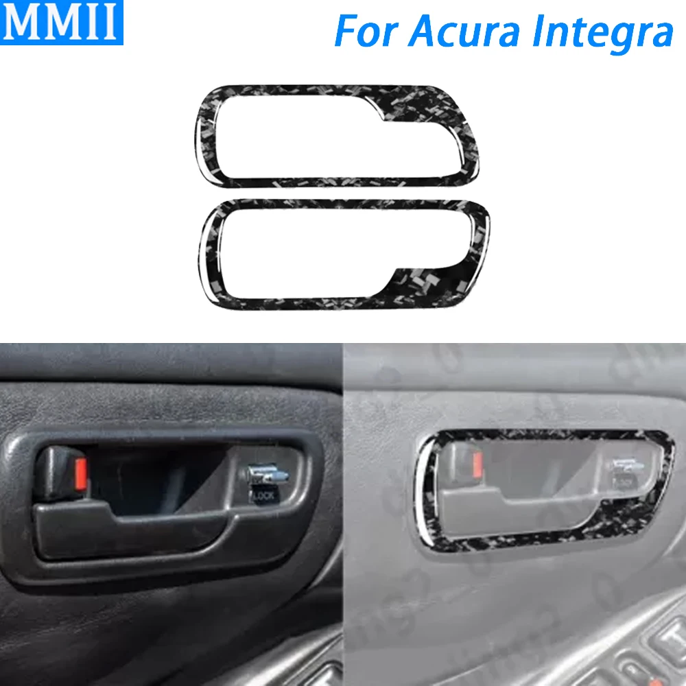 For Acura Integra 1994-2001 Forged Carbon Fiber Inner Door Handle Panel Cover Trim Car Interior Decoration Accessories Sticker