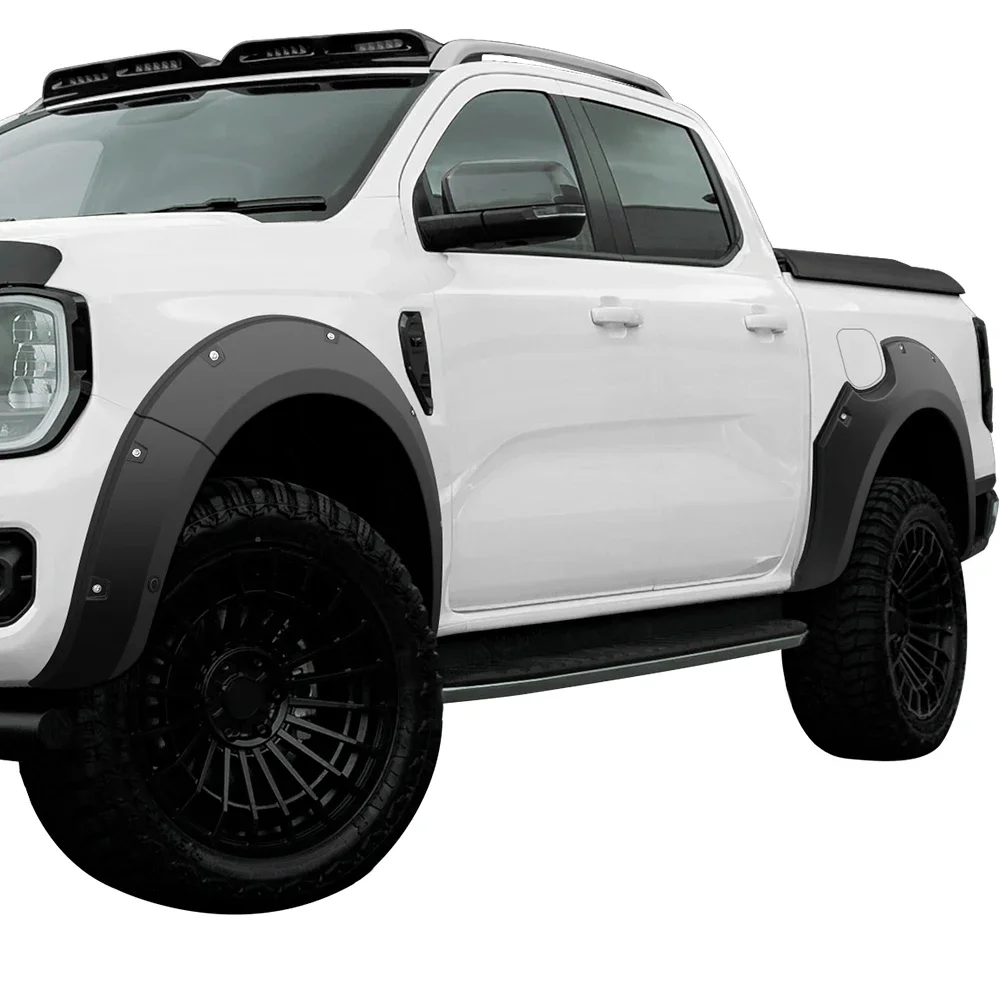 Fender Flares Pintado Preto para Ford Ranger, Kit Arco De Roda, Modelos Com Sensor De Estacionamento, Wildtrak T9, 2020, 2022, Wildtrak-X