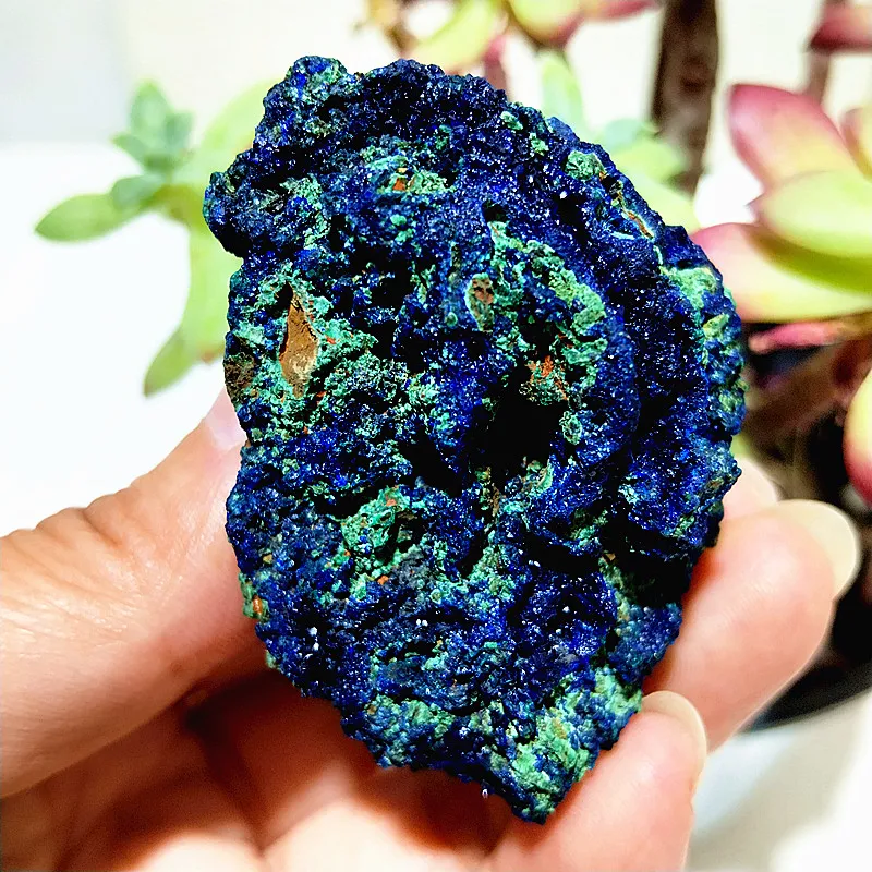 الحجر الطبيعي الأزوريت والملكيت كريستال التكافلي التأمل الطاقة قوية الريكي شفاء فنغ شوي كريستال غرفة الزينة