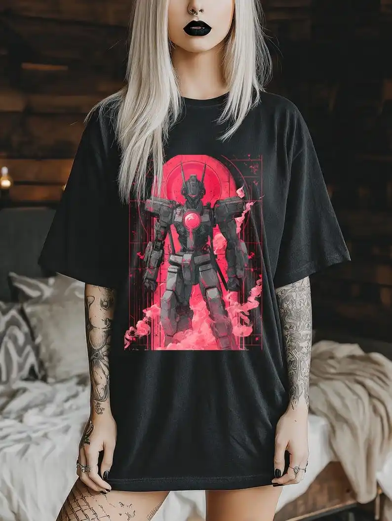 

Robot T-Shirt: Gothic Anime Graphic Tee Pure cotton high-definition pattern comfortable short-sleeved shirt