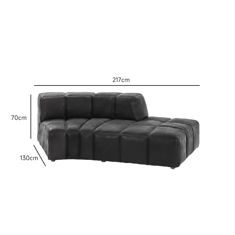 A  Italian minimalist villa large flat floor living room leather sofa first layer cowhide full leather corner sofa