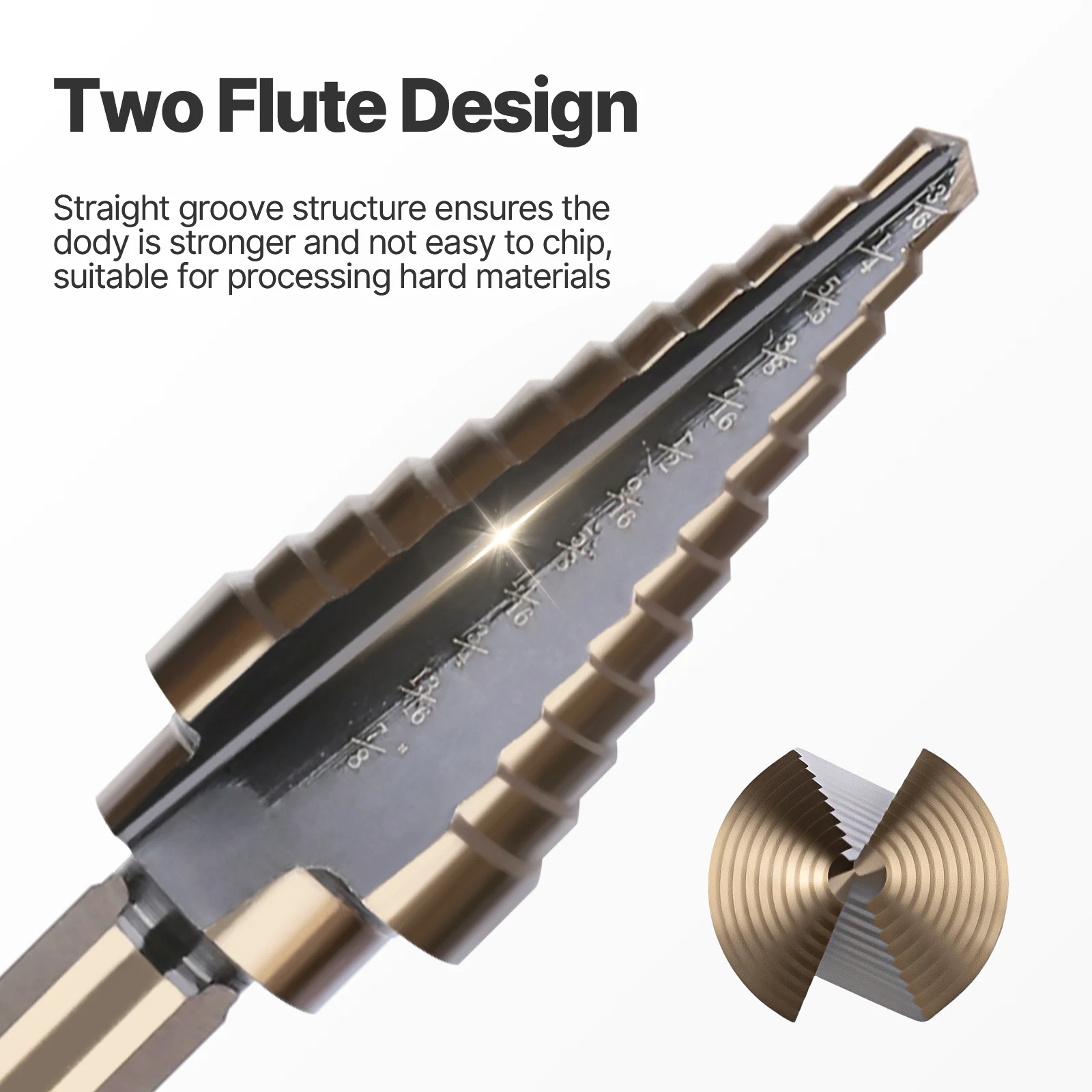 Versery 5 ชิ้น Step Core เจาะบิตสามเหลี่ยม Shank ตรงร่องเจดีย์เครื่องตัดกรวยโลหะเจาะ Bit Hole เปิด 3/4 "-1/8"