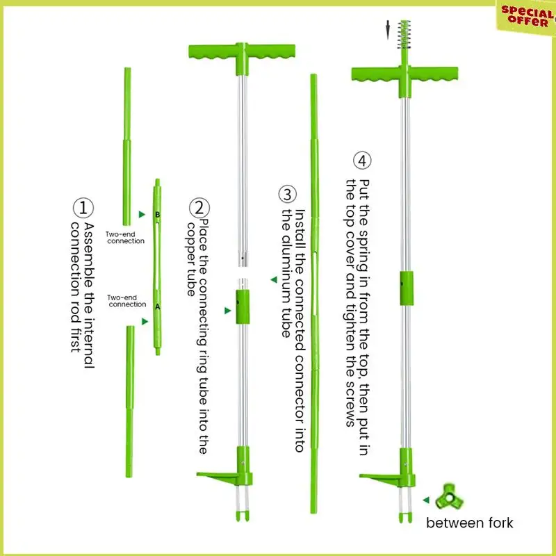 A34r ferramenta extrator de ervas daninhas manual ferramenta de capina + alça longa levante-se ferramenta de capina de jardim resistente para jardim