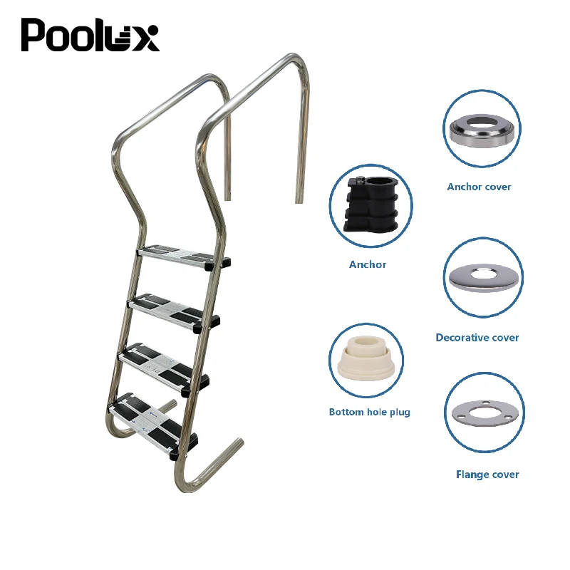 2024 NEWEST Poolux Swimming Pool  Equipment Accessories 304ss 3step 4 Step Pool Ladder