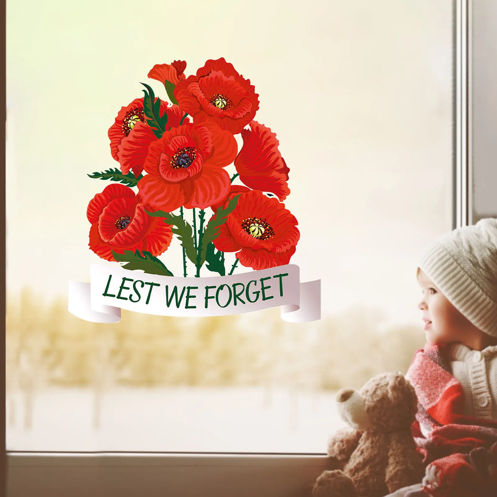 Poppy Flower Window Sticker Waterproof Poppy Glass Decal