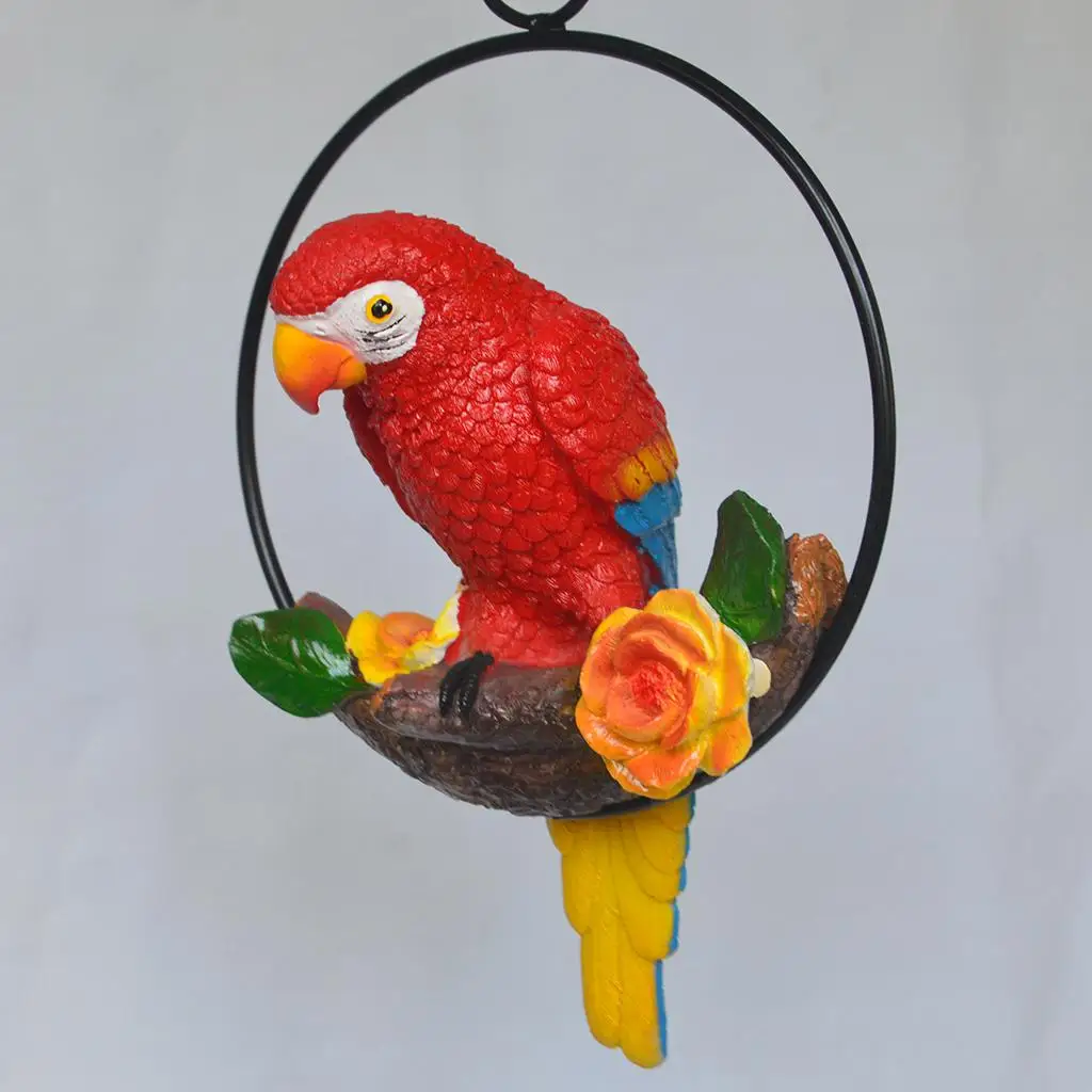 Artificial Parrot Garden Decor Ornament Resin Bird Statue Decorative Animal Figure for Home Landscape