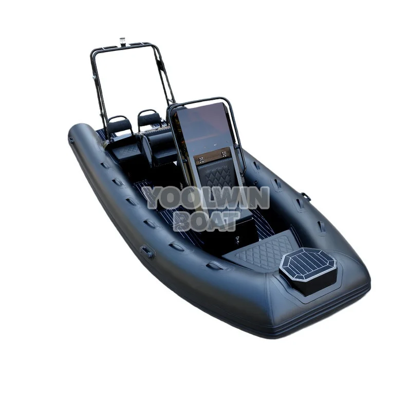 560cm Luxury Watercraft Family Leisure Strong Aluminum Deep v Hull Inflatable Pvc Rubber Black Rib Boat for Sale