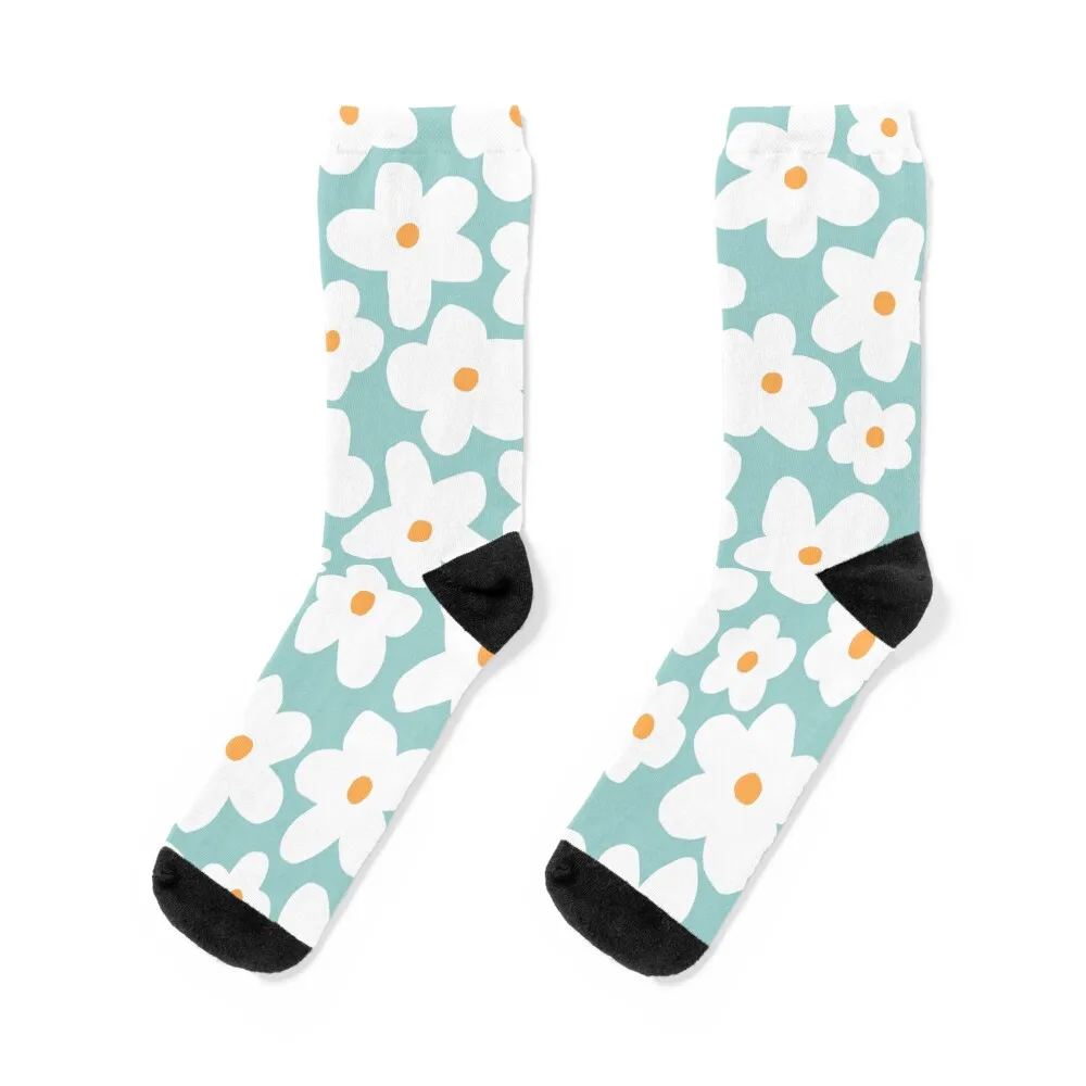 

Ditsy Bloom - teal Socks Non-slip anti slip football Soccer cartoon Socks For Man Women's