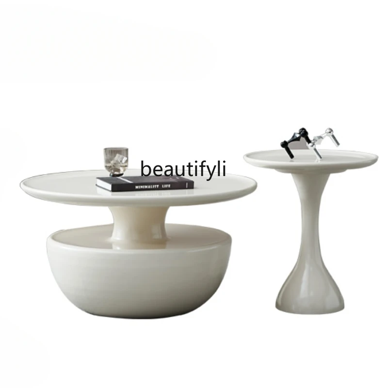 Cream Style Design Sense Personality Creative Fashion round Tea Table Child and Mother Tea Table Size Combination