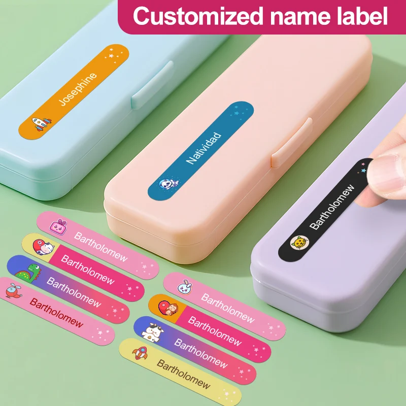 Custom Name Labels for Water Bottles, Cups & School Accessories - Waterproof Personalized Stickers with Colorful Patterns