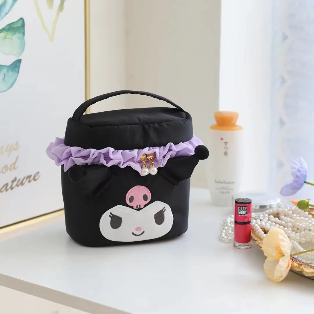 Sanrios Cinnamoroll Kuromi Makeup Bag My Melody Purin Cartoon Large Capacity Portable Storage Case Portable Comestic Box Gift