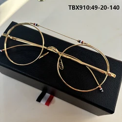 Fashion Round Double Beam Glasses Frame TBX910 Men Women Brand Designer Ultralight Pure Titanium Eyeglasses New York Eyewear INS