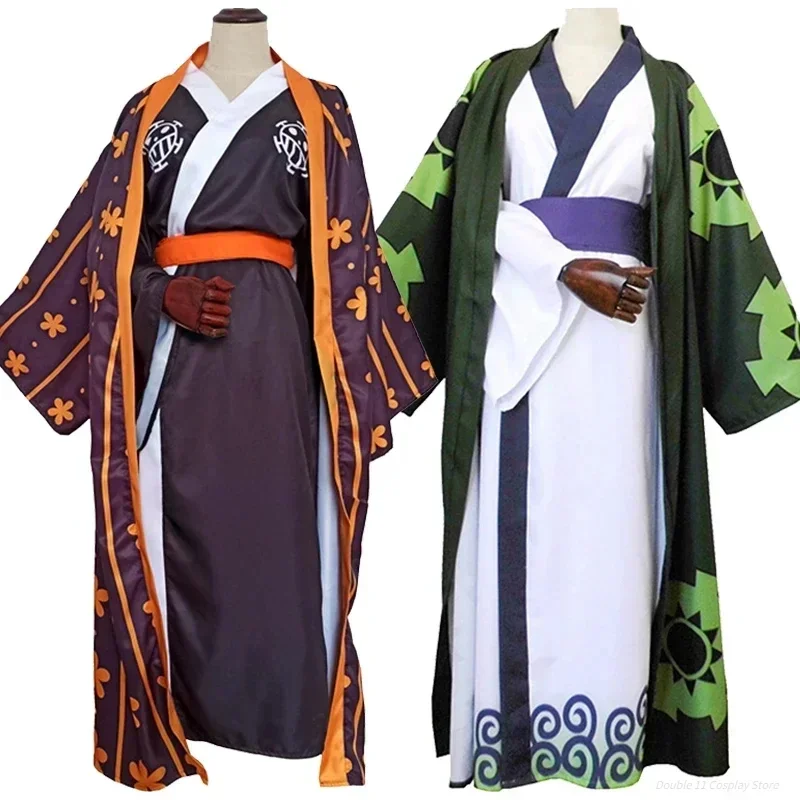 

H Cos Store Anime Roronoa Zoro Trafalgar D Water Law Cosplay Costume Adult Unisex Kimono Halloween Suit Uniform Outfit