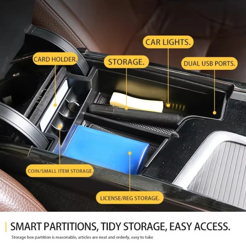 

For Volvo XC60 XC90 S90 S60 V60 V90 2017-2022 ABS Car Armrest Box Storage Tray Organizer Interior Car Accessories