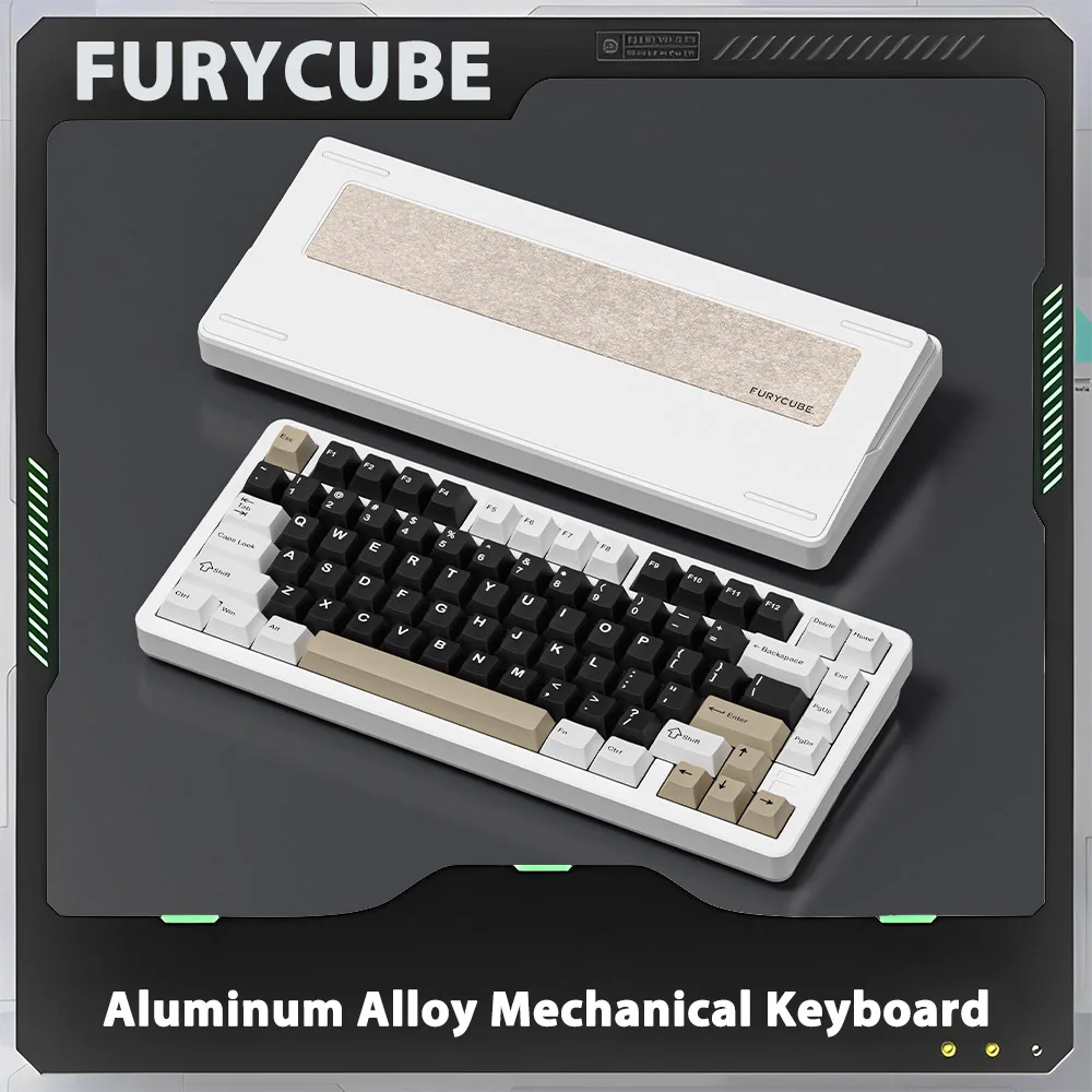

FURYCUBE F75 Mechanical Keyboard Three Mode CNC Aluminum Alloy Wireless Gaming Keyboard Multifunctional Knob 81Keys Hot Swap PC