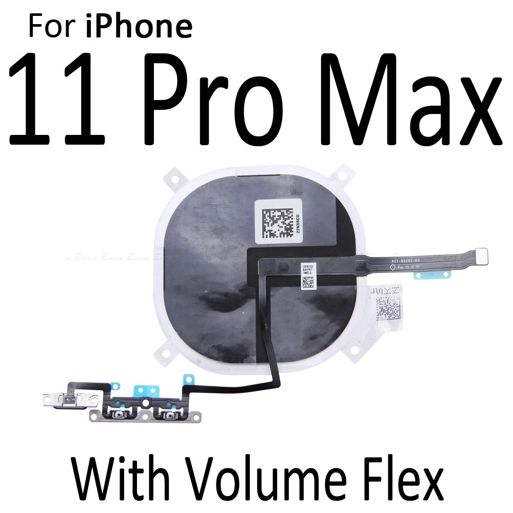 NFC Chip For iPhone X XR XS 12 Mini 11 Pro Max Wireless Charging Charger Panel Coil Sticker With Volume Button Flex Cable Parts