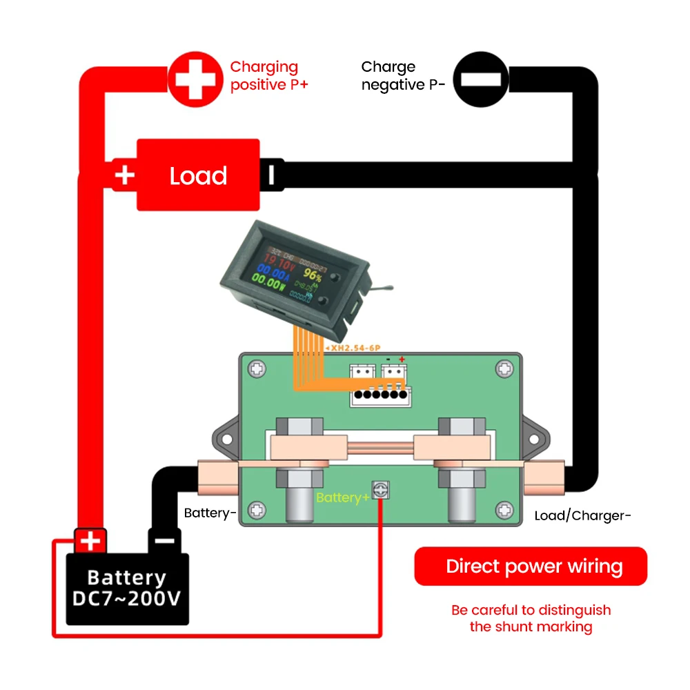 DC7200 9-in-1 Voltmeter, Amperemeter und Wattmeter, DC 7–200 V, 1,14-Zoll-LCD-Bidirektionaler Coulometer, Kfz-Monitor – Detail 9