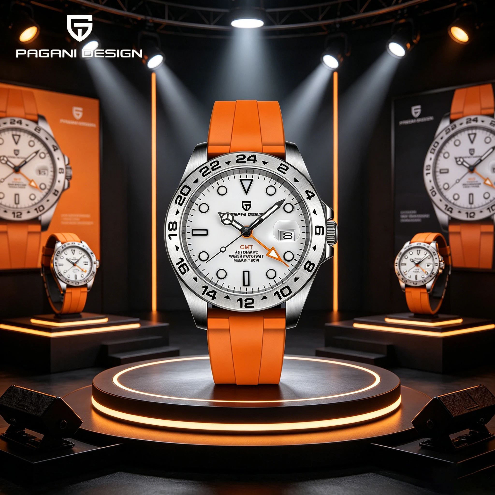 PAGANI DESIGN Newest 42mm Men Automatic Machinery Watch GMT DG5833 Stainless Steel Sapphire Crystal 10bar Waterproof Reloj Hombr