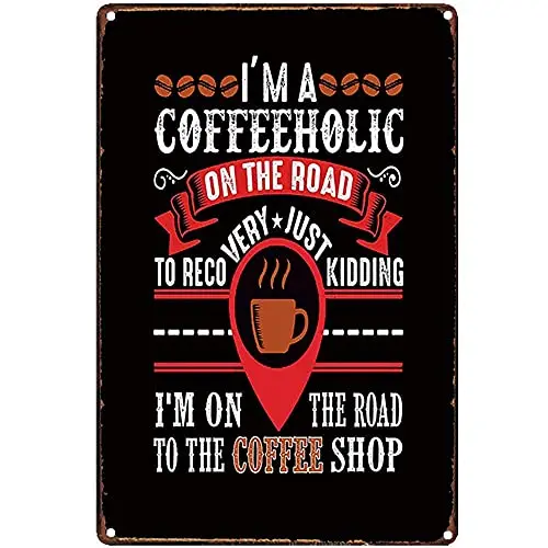 Art|I'm A Coffee Holic/Coffee Pot Wall Poster Tin Sign Vintage BBQ Restaurant Dinner Room Cafe Shop Decor