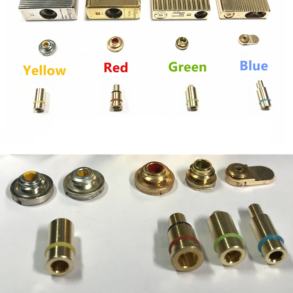 5 in 1/Set Durable Brass Copper Nozzle Refill Butane Gas Adapter For Dupont Lighter Yellow/Red/Green/Blue Caps Easy To Use