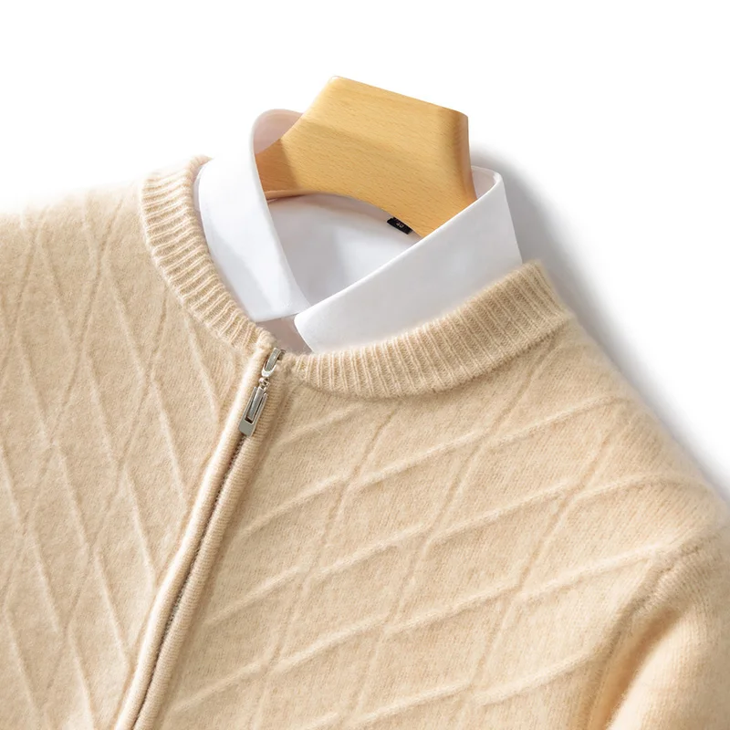 

Новый мужской шерстяной вязаный кардиган с V-образным вырезом, с длинным рукавом, для отдыха, 100% чистая шерсть, осень/зима