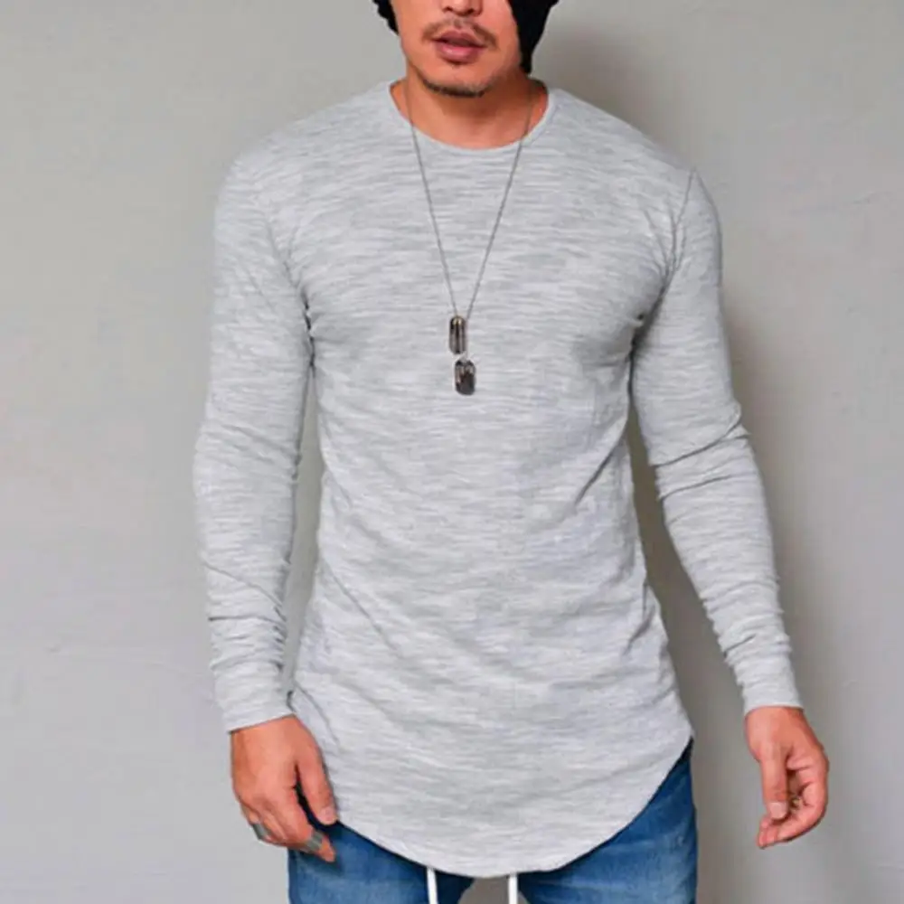 Men Cotton Thin T-shirt Autumn O Neck Long Sleeve Bottoming Top Street Men Long Sleeved T-shirt Casual Slim Fit Cotton Pullover