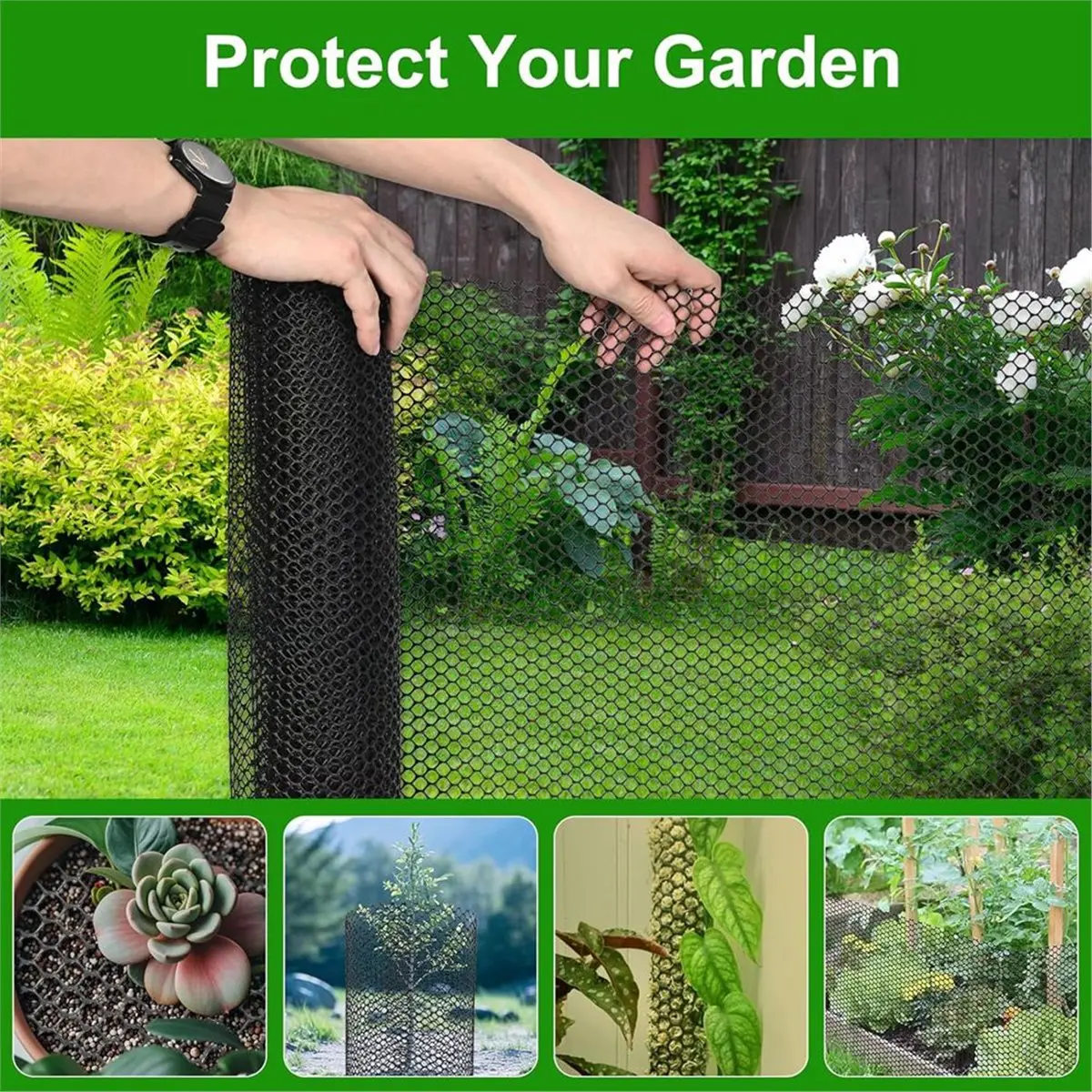 شبكة سلكية بلاستيكية للدجاج - 19.6 بوصة × 10 أقدام، سياج شبكي سلكي بلاستيكي للكلاب والقطط وشبكة حديقة الدواجن وحاجز الحيوانات