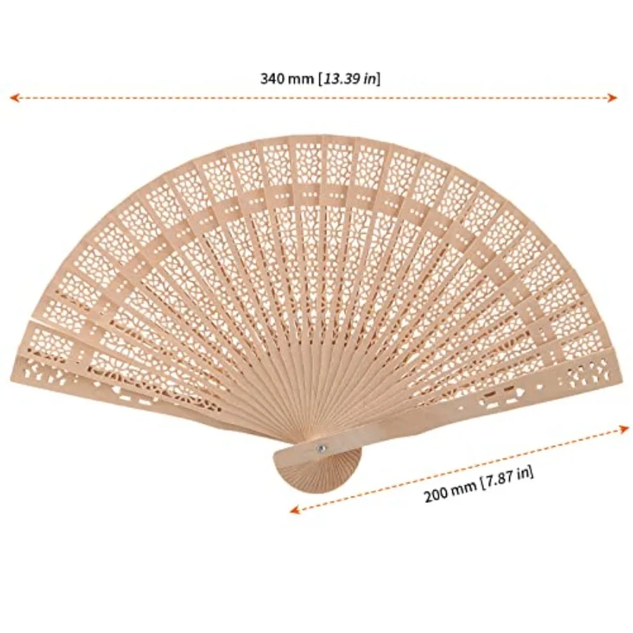 HOZEON 70 PCS 8 Inch Sandalwood Fan, Wooden Handheld Folding Fans, Chinese Foldable Hand Fan Vintage Openwork Wood Fan for Wedd