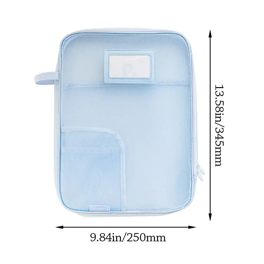 Portable L-Shaped File Bag Mesh Large Capacity Mesh Subject Bag Subject Classification Zipper Tutorial Bag Office
