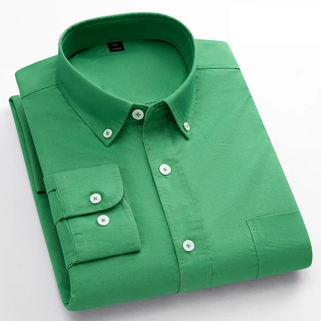 Nowość w koszuli 100% bawełniane koszule z długim rękawem dla mężczyzn moda Casual zwykła koszula jednokolorowa Oxford z jedną kieszenią top białe ubrania