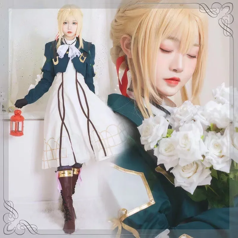 QQ8 Anime Violet Evergarden Cosplay Costumes Dress Vestido Halloween Costumes for Women Suit Wig Party A Uniform Lolita Clot5Lk￥