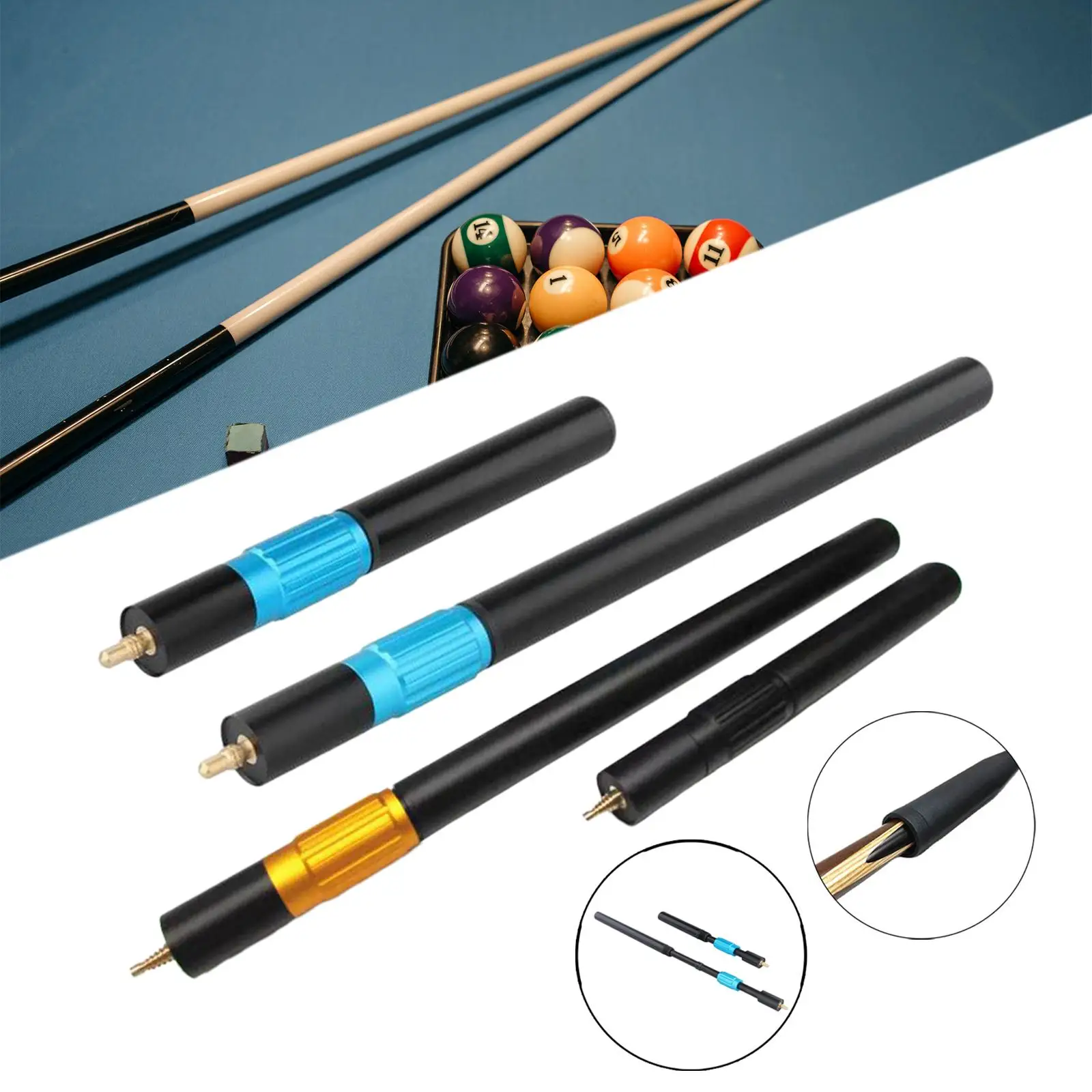 2PCS Pool Cue Extender Telescopic Billiard Connect Shaft Professional Billiards Cue Extension for Billiard Enthusiast Practice2