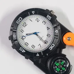 Outdoor Sports Mountaineering Pocket Watch Compass Carabiner Hanging Belt Hook Clip Traditional Quartz Portable Fob Clock