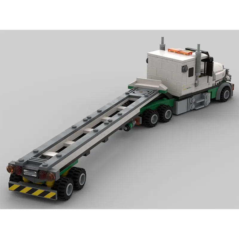 บล็อกตัวต่อขนาดเล็ก 487 ชิ้น รถบรรทุกขนส่งสินค้าสนามบิน MOC รถพ่วงบรรทุกตู้คอนเทนเนอร์ และรถบรรทุกห้องเย็น ของเล่นจำลองเป็นของขวัญ