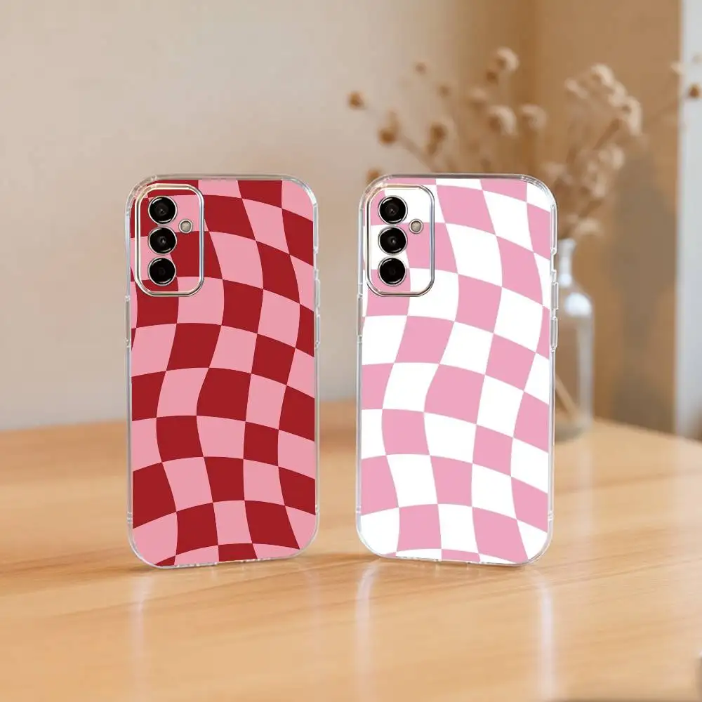 Solid color plaid Phone Case Transparent Silicone Soft For SamsungA10,12,20,21S,30,31,40,50,51,52,70,71