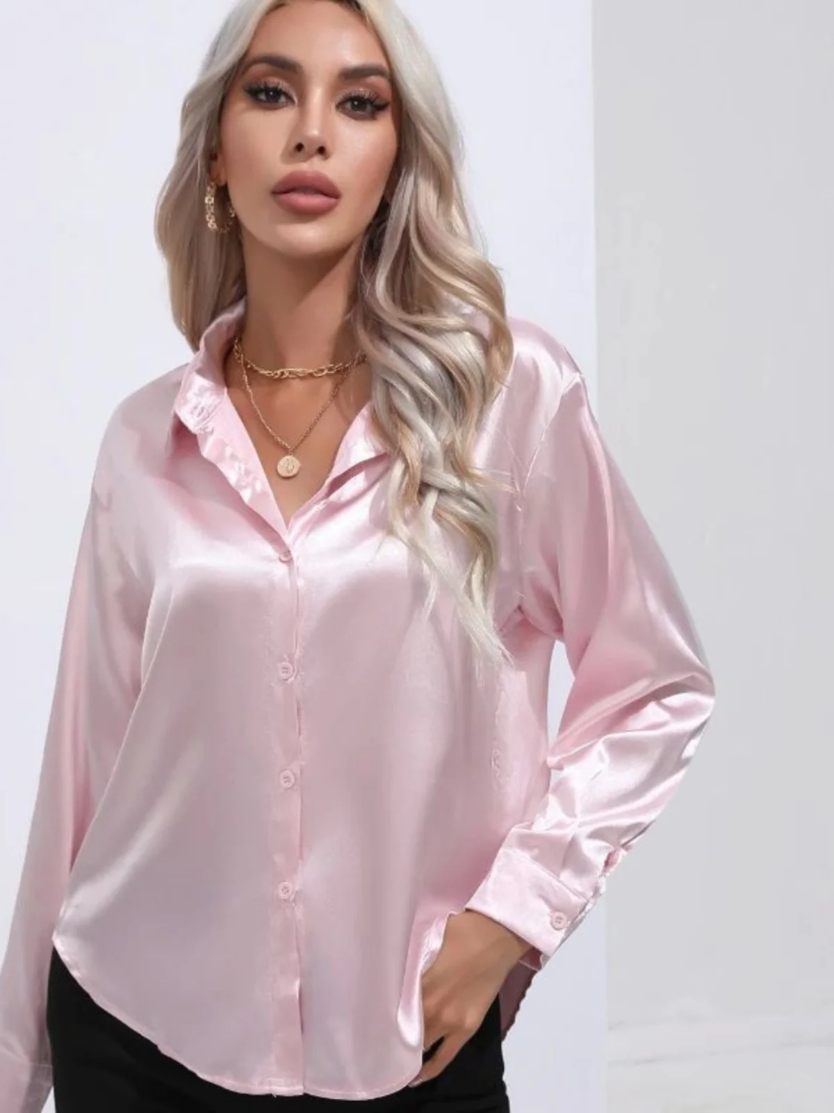 

Casual Loose Lapel Long Sve irt Street Sle Pure Color Button up Loose Fit Long irt Casual Flip Collar Sve irt