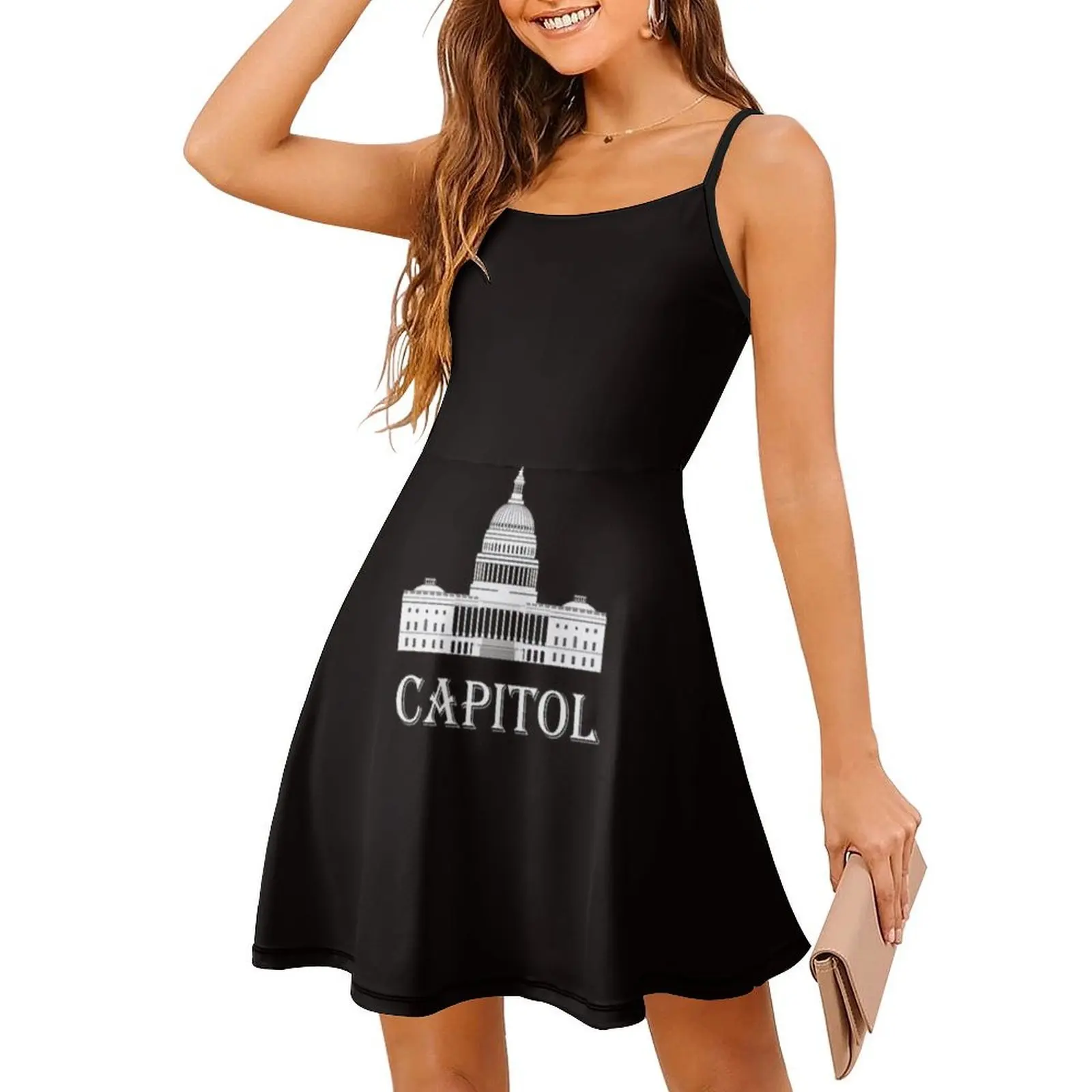 فستان كابيتول بريبي قصير للنساء على شكل حرف A فضفاض مناسب فستان يوم كاجوال ملابس نسائية كابيتول