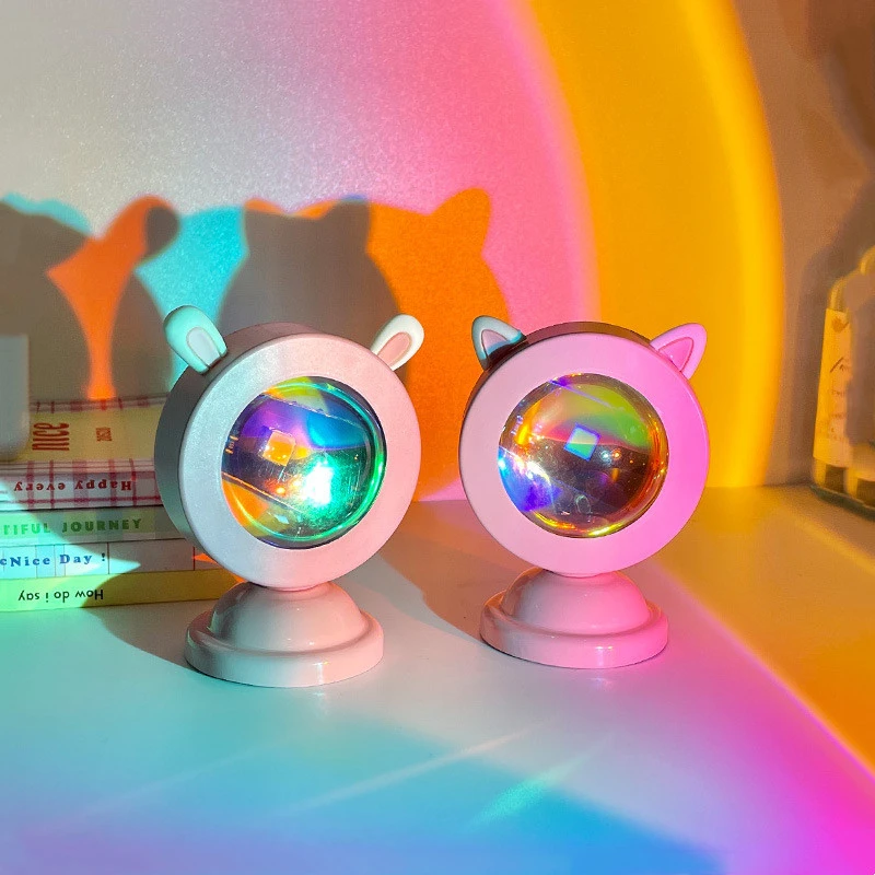Sunset Projector Night Light USB LED Rainbow Projection Lamp Sunset Light LED Ambient Light Room Nightlight Decoration Lighting