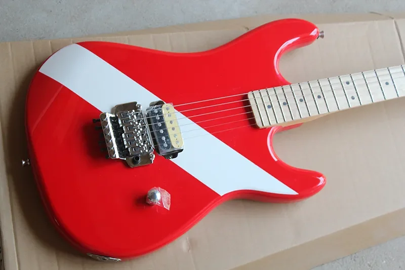 Factory Customized Red Video Game, White Striped Maple Fingerboard, Floyd Rose, H 514-UP, Customizable