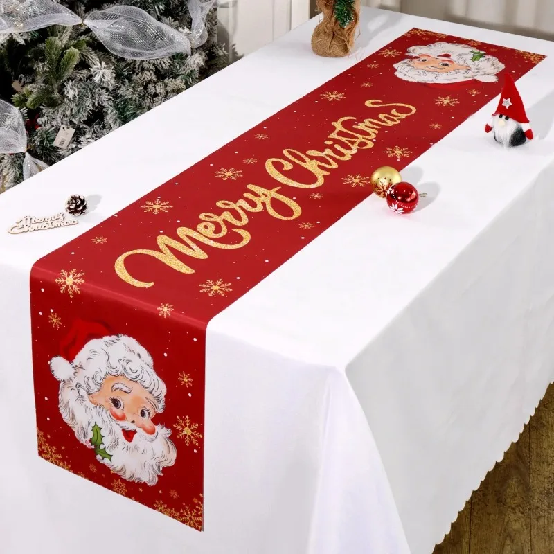 Santa Claus Christmas Table Runner Xmas Home Table Decoration Navidad Noel Gift New Year Tablecloth For Party Dinner Decor
